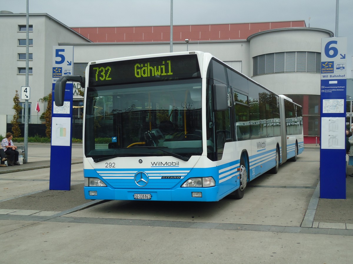 (135'899) - WilMobil, Wil - Nr. 292/SG 338'841 - Mercedes (ex RTB Altst�tten Nr. 1) am 14. September 2011 beim Bahnhof Wil