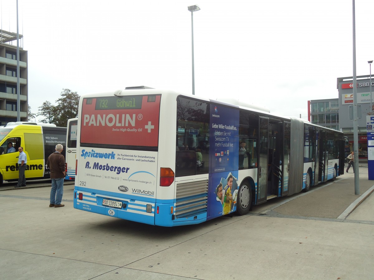 (135'901) - WilMobil, Wil - Nr. 292/SG 338'841 - Mercedes (ex RTB Altst�tten Nr. 1) am 14. September 2011 beim Bahnhof Wil