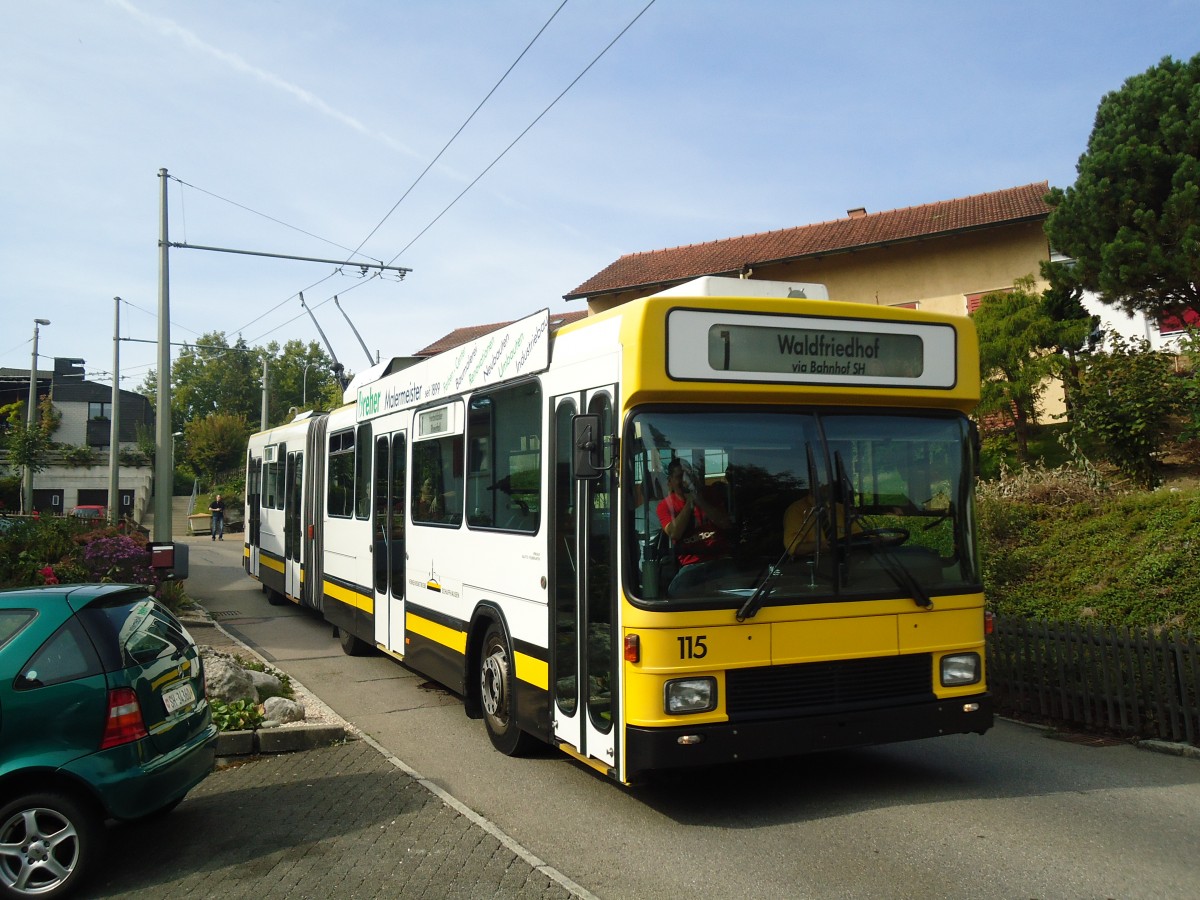 (136'188) - VBSH Schaffhausen - Nr. 115 - NAW/Hess Gelenktrolleybus am 25. September 2011 in Neuhausen, T�beliweg