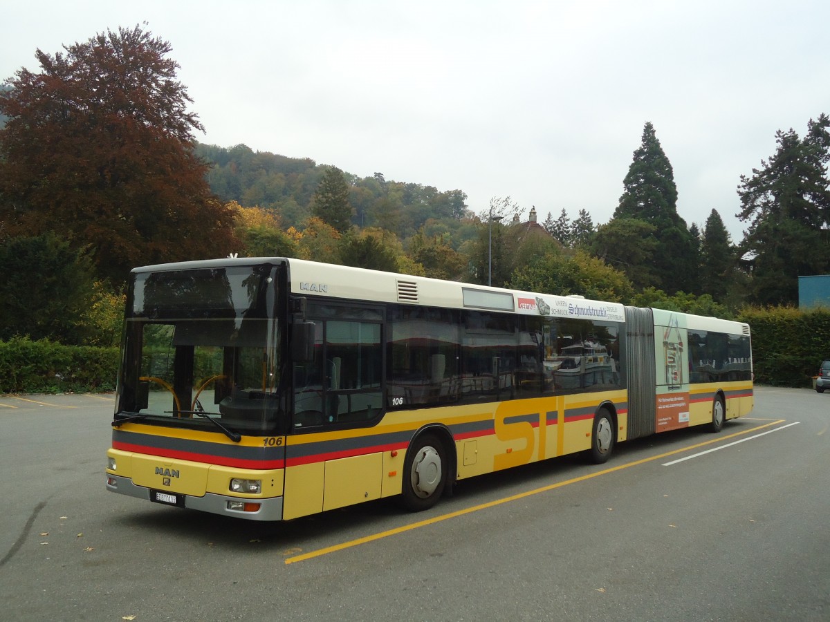 (136'592) - STI Thun - Nr. 106/BE 577'106 - MAN am 15. Oktober 2011 bei der Schiffl�ndte Thun
