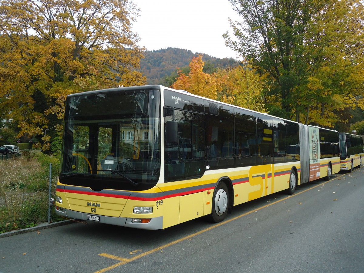 (136'642) - STI Thun - Nr. 119/BE 700'119 - MAN am 25. Oktober 2011 bei der Schiffl�ndte Thun