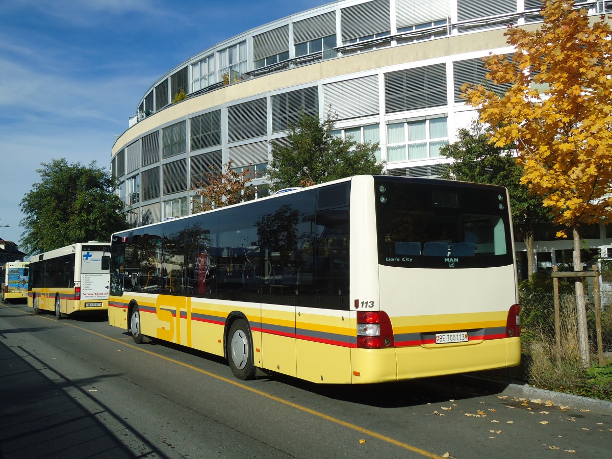 (136'664) - STI Thun - Nr. 113/BE 700'113 - MAN am 29. Oktober 2011 bei der Schiffl�ndte Thun