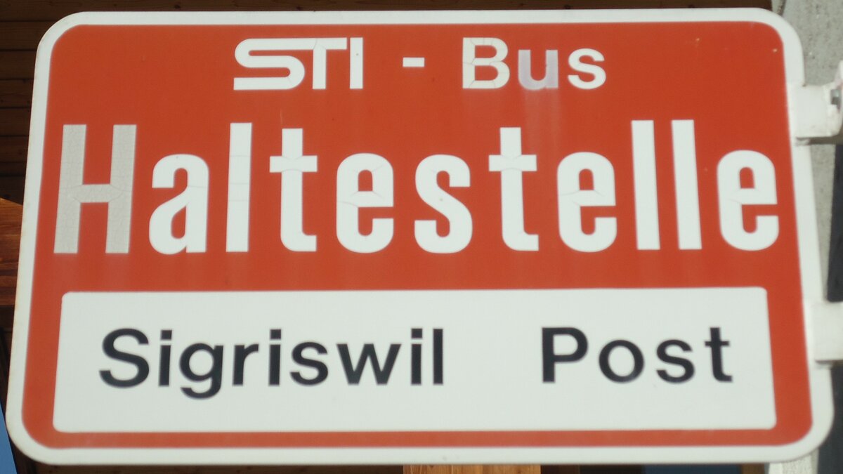 (136'678) - STI-Haltestellenschild - Sigriswil, Sigriswil Post - am 31. Oktober 2011
