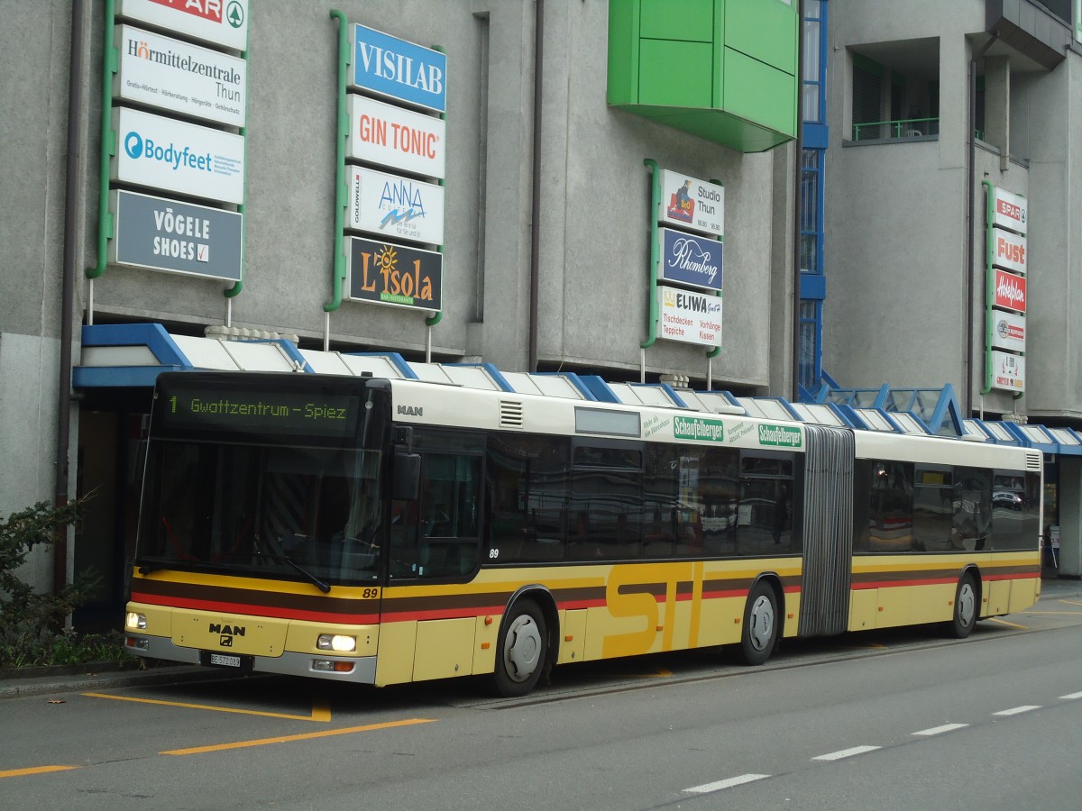 (136'729) - STI Thun - Nr. 89/BE 572'089 - MAN am 11. November 2011 in Thun, Postbr�cke