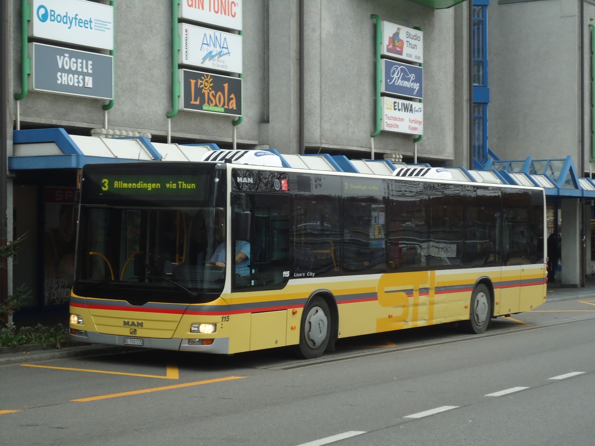 (136'735) - STI Thun - Nr. 115/BE 700'115 - MAN am 11. November 2011 in Thun, Postbr�cke