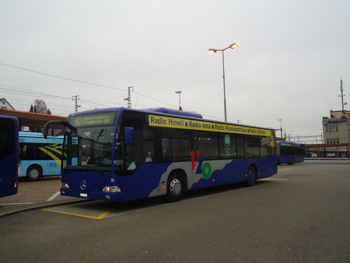 (136'929) - VZO Gr�ningen - Nr. 38/ZH 186'538 - Mercedes am 24. November 2011 beim Bahnhof Wetzikon
