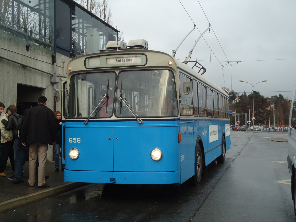 (137'284) - TL Lausanne (R�trobus) - Nr. 656 - FBW/Eggli Trolleybus am 18. Dezember 2011 in Lausanne, Bourdonnette