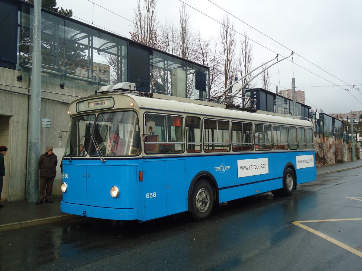 (137'286) - TL Lausanne (R�trobus) - Nr. 656 - FBW/Eggli Trolleybus am 18. Dezember 2011 in Lausanne, Bourdonnette