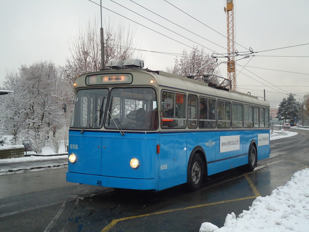(137'288) - TL Lausanne (R�trobus) - Nr. 656 - FBW/Eggli Trolleybus am 18. Dezember 2011 in Lausanne, Praz-S�chaud