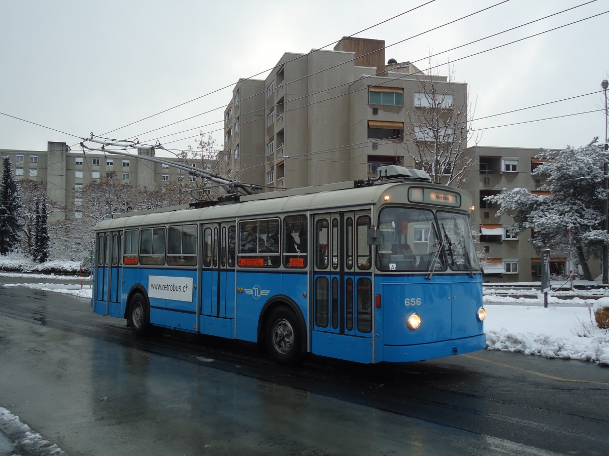 (137'290) - TL Lausanne (R�trobus) - Nr. 656 - FBW/Eggli Trolleybus am 18. Dezember 2011 in Lausanne, Praz-S�chaud