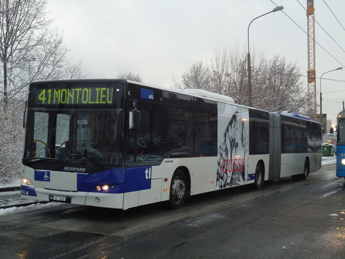 (137'293) - TL Lausanne - Nr. 602/VD 1405 - Neoplan am 18. Dezember 2011 in Lausanne, Praz-S�chaud