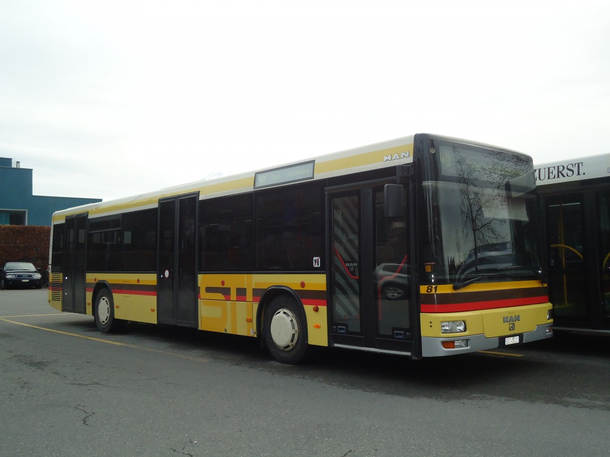 (137'589) - STI Thun - Nr. 81/BE 543'381 - MAN am 9. Januar 2012 bei der Schiffl�ndte Thun