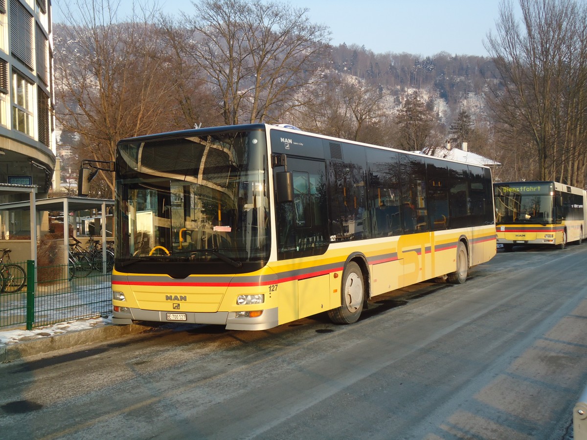 (137'659) - STI Thun - Nr. 127/BE 700'127 - MAN am 12. Februar 2012 bei der Schiffl�ndte Thun