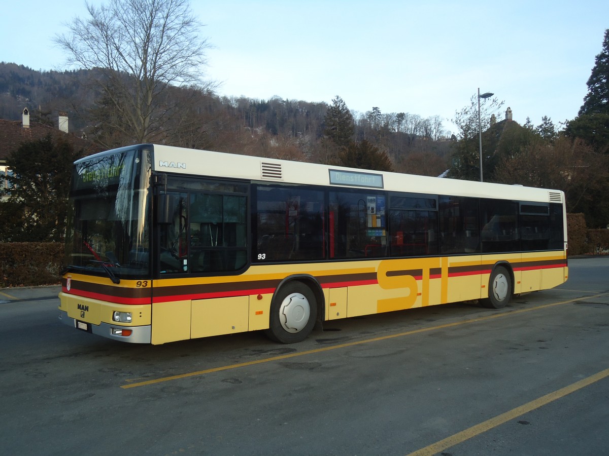 (137'727) - STI Thun - Nr. 93/BE 572'093 - MAN am 18. Februar 2012 bei der Schiffl�ndte Thun