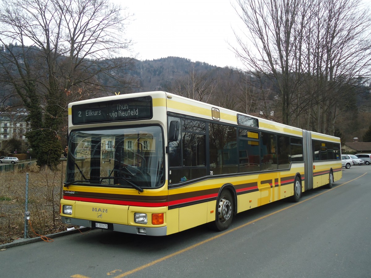 (137'812) - STI Thun - Nr. 70/BE 389'670 - MAN am 23. Februar 2012 bei der Schiffl�ndte Thun