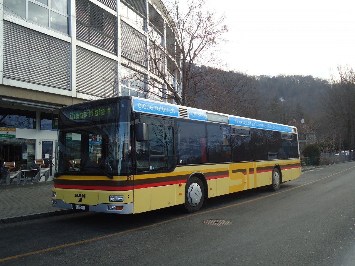 (137'828) - STI Thun - Nr. 91/BE 572'091 - MAN am 25. Februar 2012 bei der Schiffl�ndte Thun