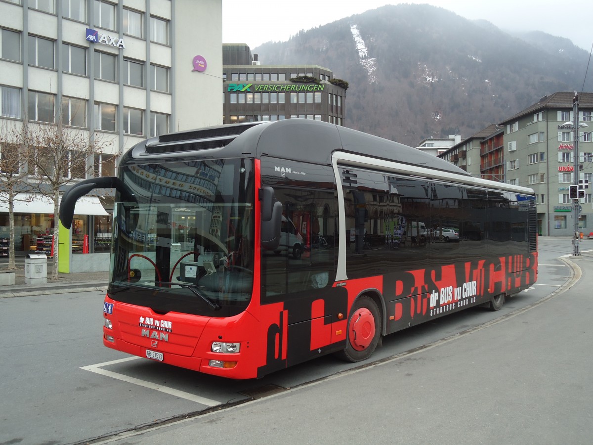 (137'860) - SBC Chur - Nr. 13/GR 97'513 - MAN am 5. M�rz 2012 beim Bahnhof Chur