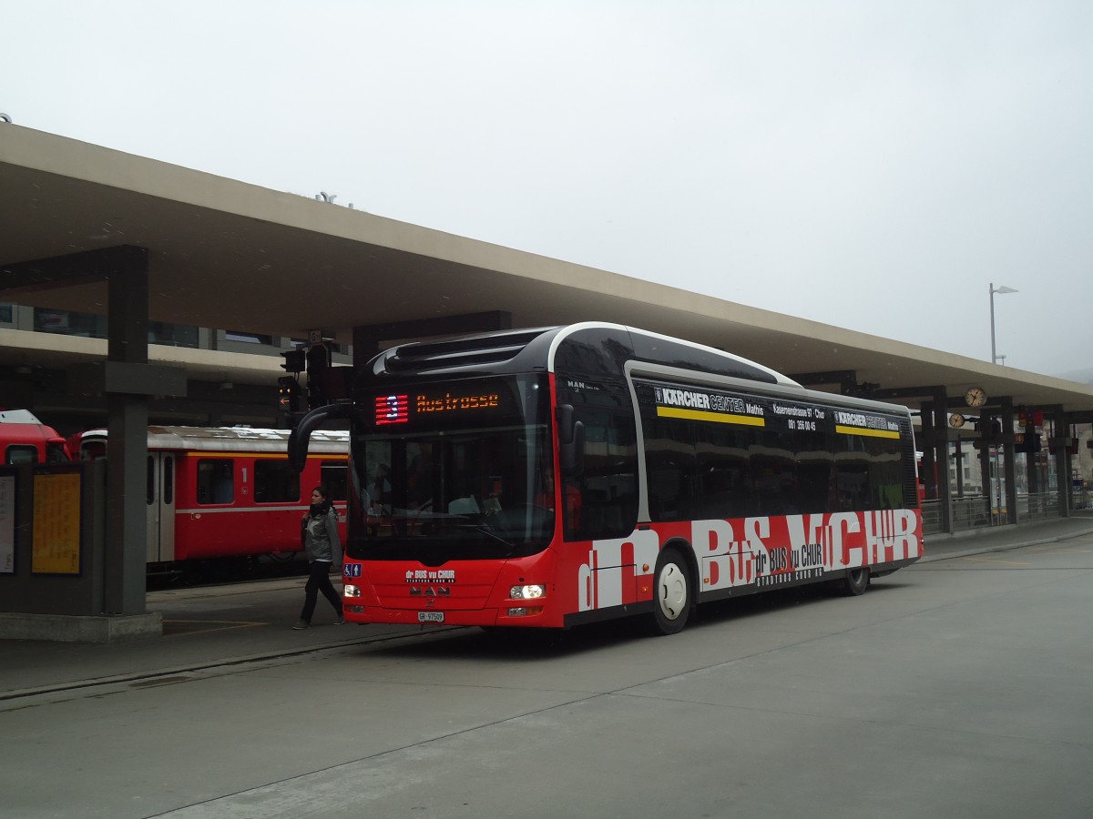 (137'893) - SBC Chur - Nr. 9/GR 97'503 - MAN am 5. M�rz 2012 beim Bahnhof Chur