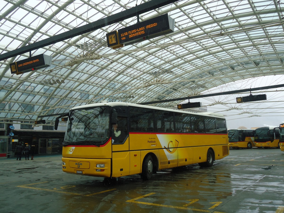 (137'915) - PostAuto Graub�nden - GR 105'400 - MAN (ex Dillier, Sarnen Nr. 7) am 5. M�rz 2012 in Chur, Postautostation