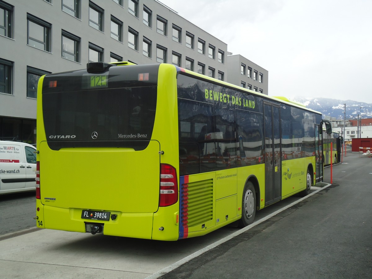 (137'958) - Aus Liechtenstein: LBA Vaduz - Nr. 14/FL 39'814 - Mercedes am 5. M�rz 2012 beim Bahnhof Sargans