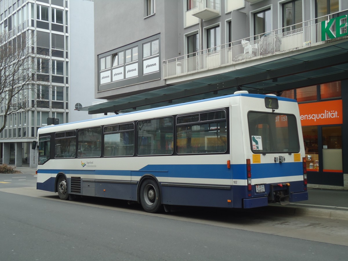 (137'982) - ZVB Zug - Nr. 102/ZG 54'612 - NAW/Hess (ex Nr. 92) am 6. M�rz 2012 beim Bahnhof Zug