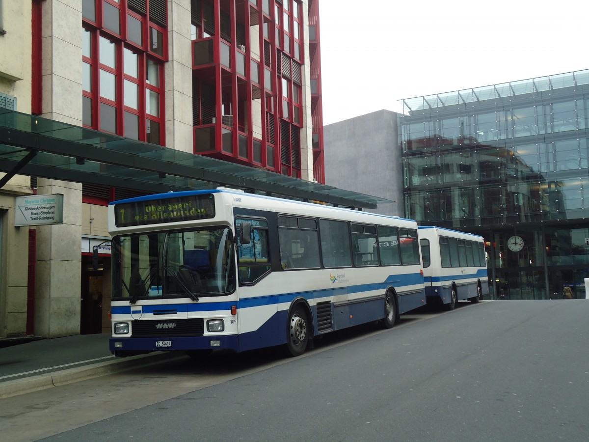 (137'983) - ZVB Zug - Nr. 109/ZG 54'619 - NAW/Hess (ex Nr. 99) am 6. M�rz 2012 beim Bahnhof Zug