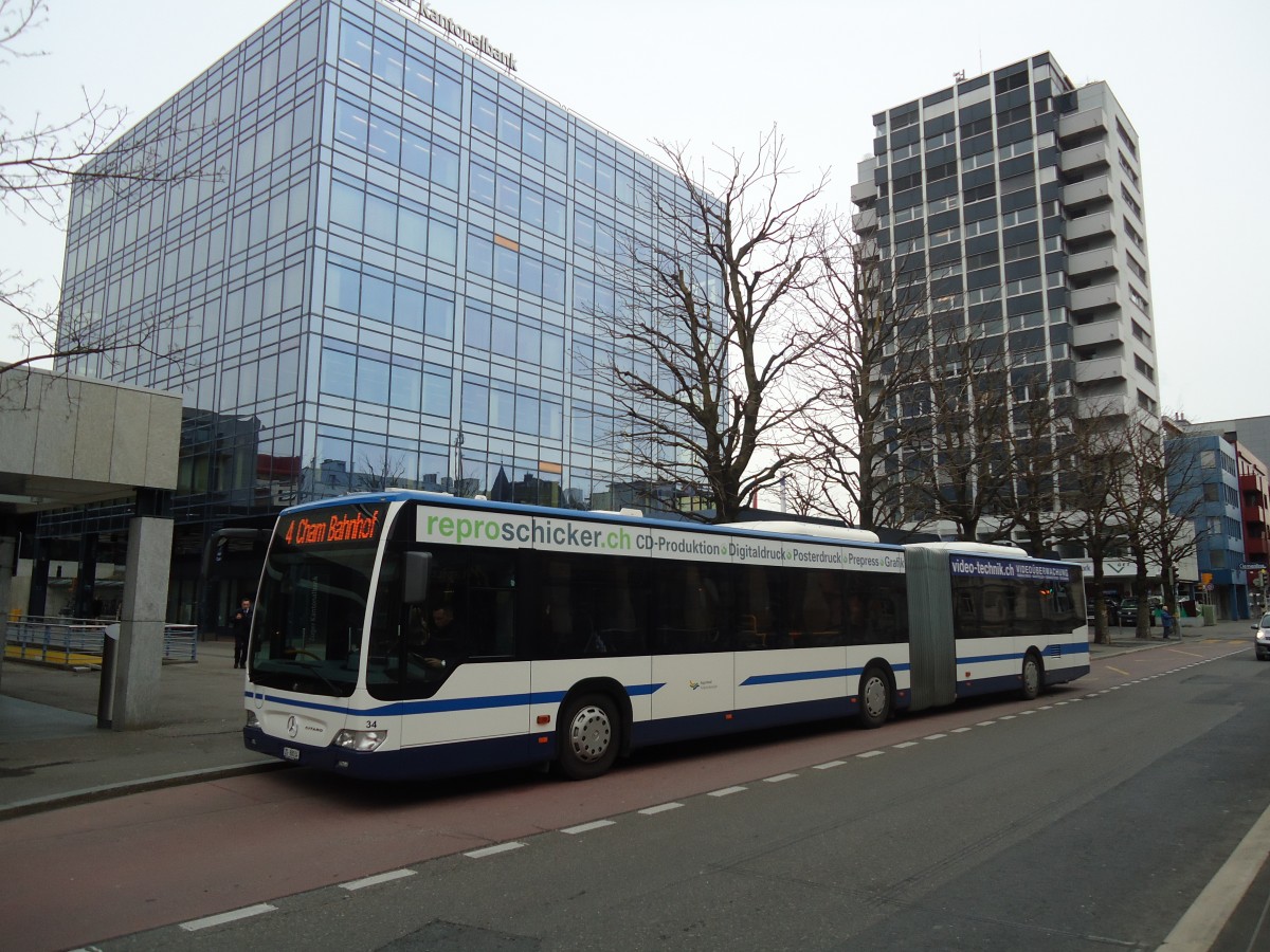 (138'005) - ZVB Zug - Nr. 34/ZG 88'034 - Mercedes am 6. M�rz 2012 in Zug, Metalli