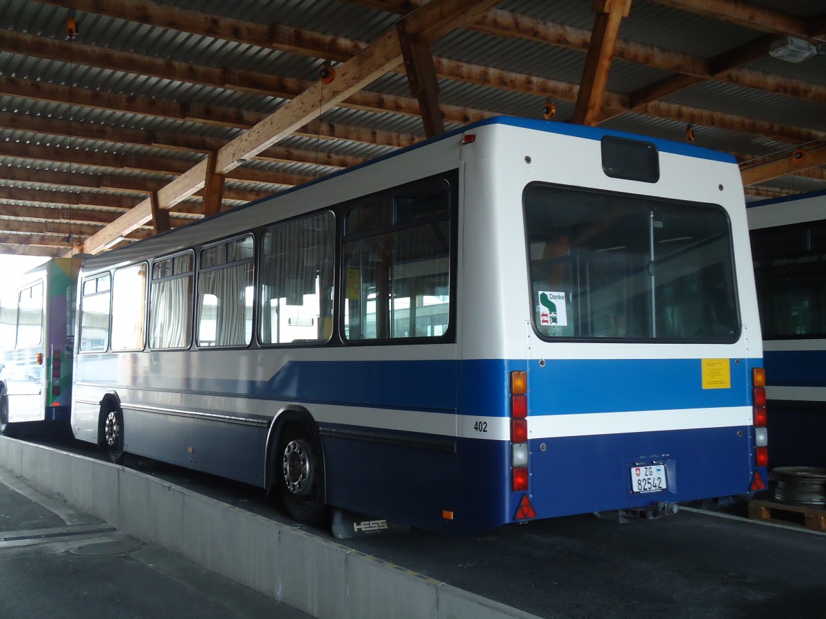 (138'036) - ZVB Zug - Nr. 402/ZG 82'542 - Lanz+Marti/Hess Personenanh�nger (ex Nr. 102) am 6. M�rz 2012 in Zug, Garage