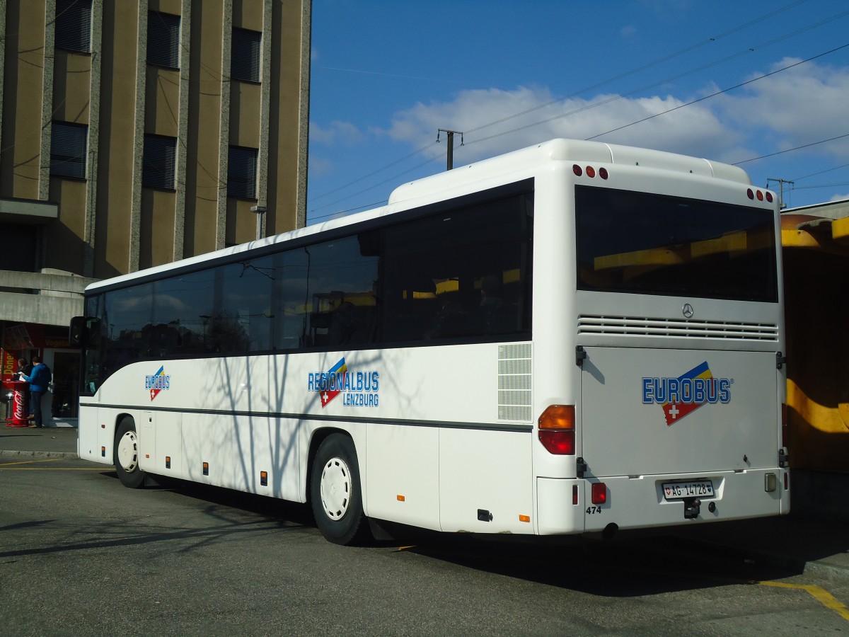 (138'079) - Knecht, Windisch - Nr. 474/AG 14'728 - Mercedes (ex Nr. 74) am 6. M�rz 2012 beim Bahnhof Lenzburg