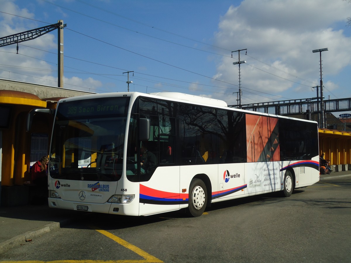 (138'084) - Knecht, Windisch - Nr. 458/AG 304'177 - Mercedes am 6. M�rz 2012 beim Bahnhof Lenzburg