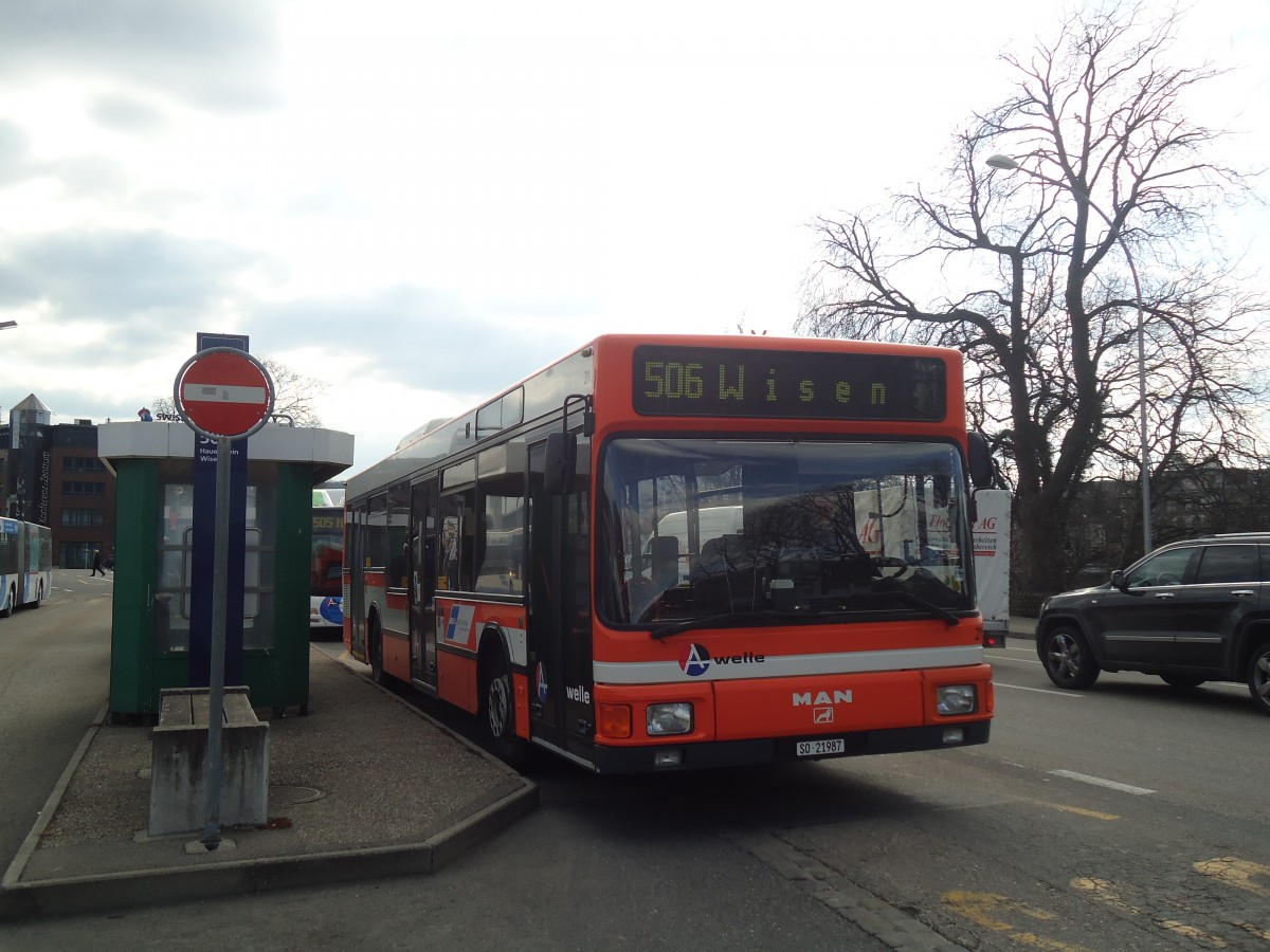 (138'117) - BOGG Wangen b.O. - Nr. 21/SO 21'987 - MAN (ex AGO Olten Nr. 21) am 6. M�rz 2012 beim Bahnhof Olten