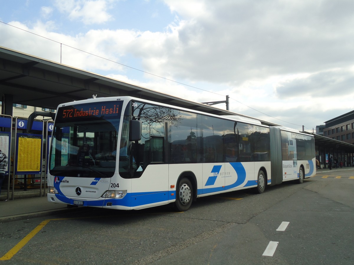 (138'119) - BOGG Wangen b.O. - Nr. 204/SO 118'322 - Mercedes am 6. M�rz 2012 beim Bahnhof Olten