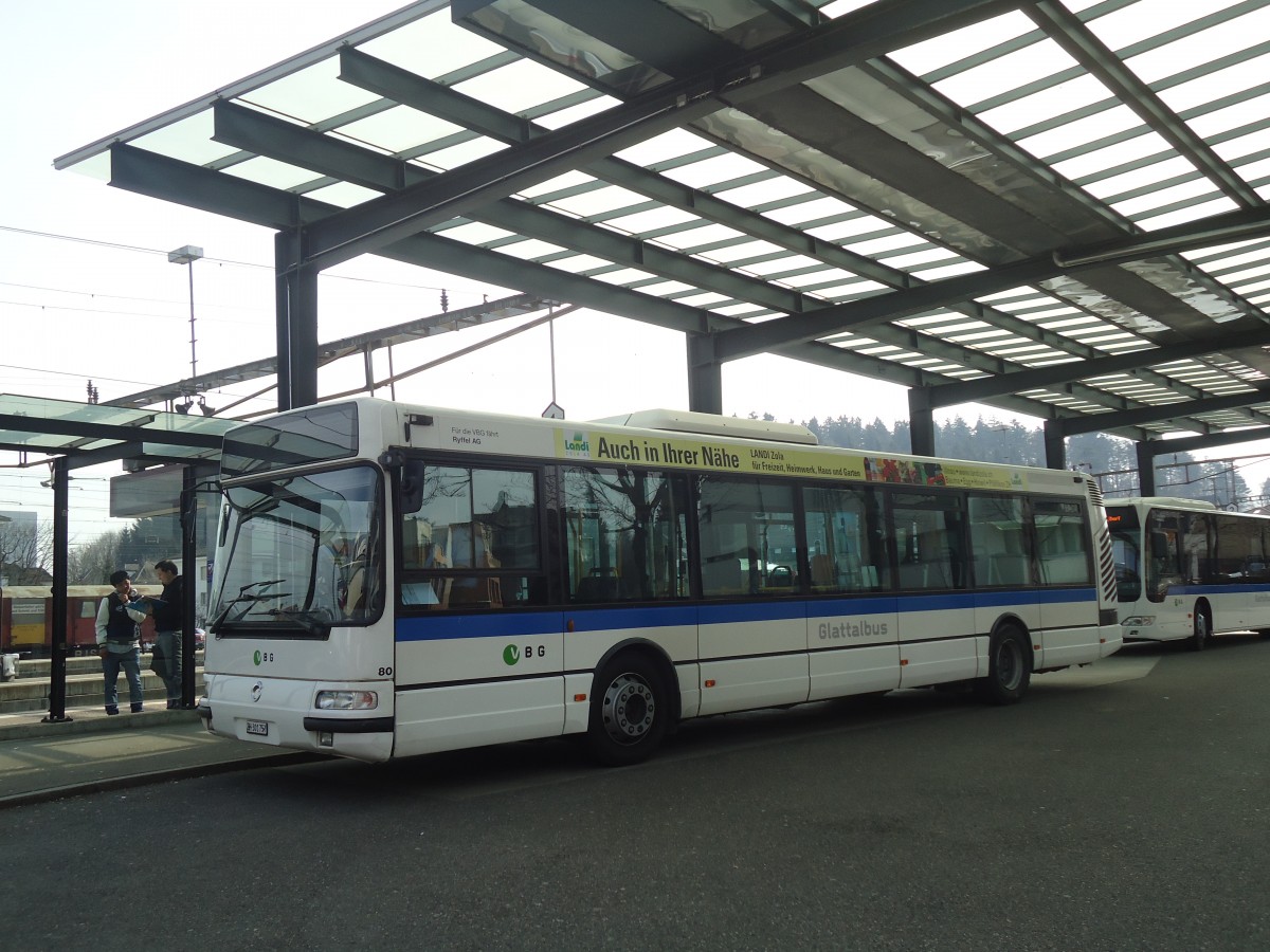 (138'144) - Ryffel, Uster - Nr. 80/ZH 301'757 - Irisbus am 7. M�rz 2012 beim Bahnhof Effretikon
