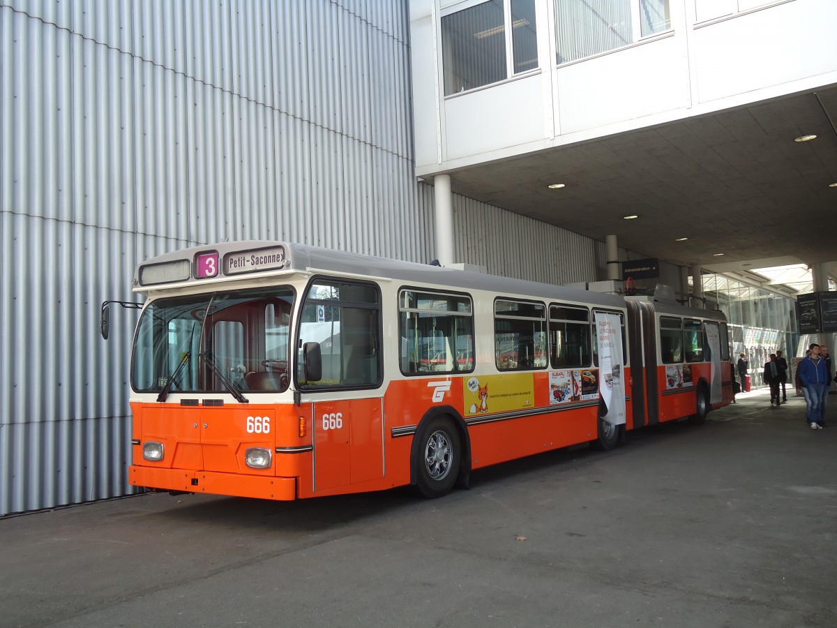 (138'178) - TPG Gen�ve - Nr. 666 - Saurer/Hess Gelenktrolleybus am 9. M�rz 2012 in Gen�ve, Palexpo