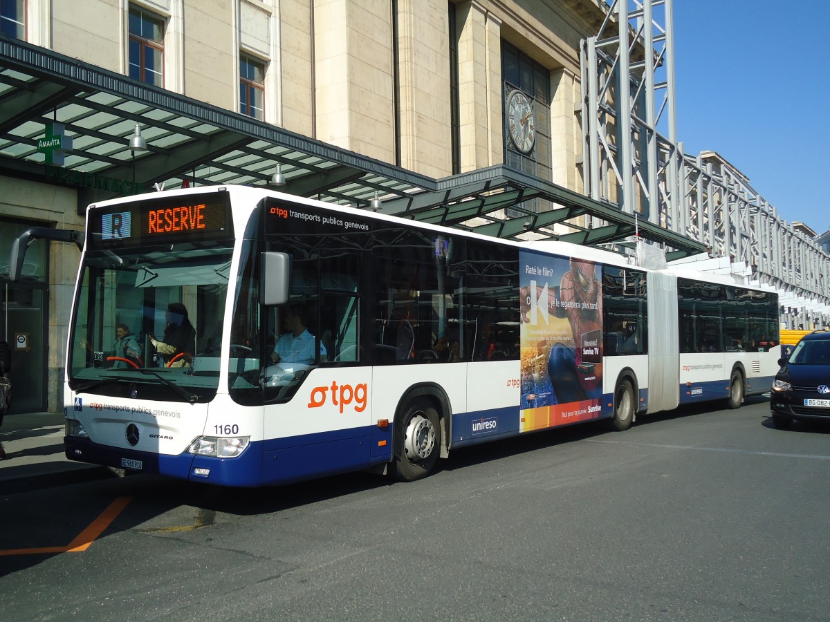 (138'259) - TPG Gen�ve - Nr. 1160/GE 960'910 - Mercedes am 9. M�rz 2012 beim Bahnhof Gen�ve