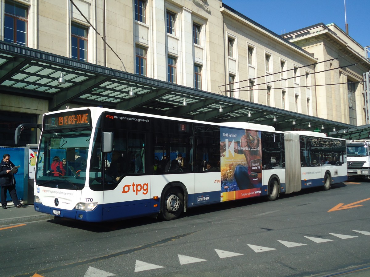 (138'262) - TPG Gen�ve - Nr. 170/GE 960'554 - Mercedes am 9. M�rz 2012 beim Bahnhof Gen�ve
