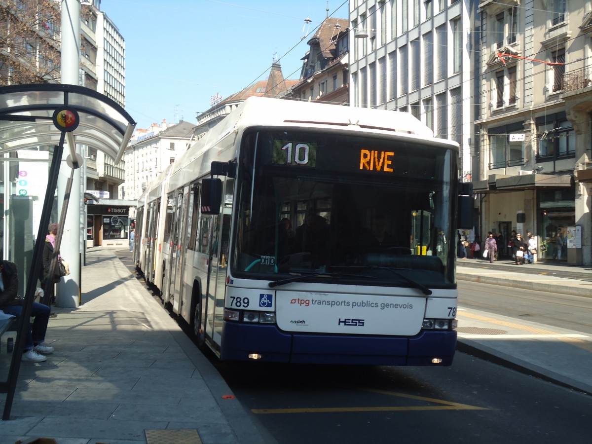 (138'285) - TPG Gen�ve - Nr. 789 - Hess/Hess Doppelgelenktrolleybus am 9. M�rz 2012 in Gen�ve, Coutance