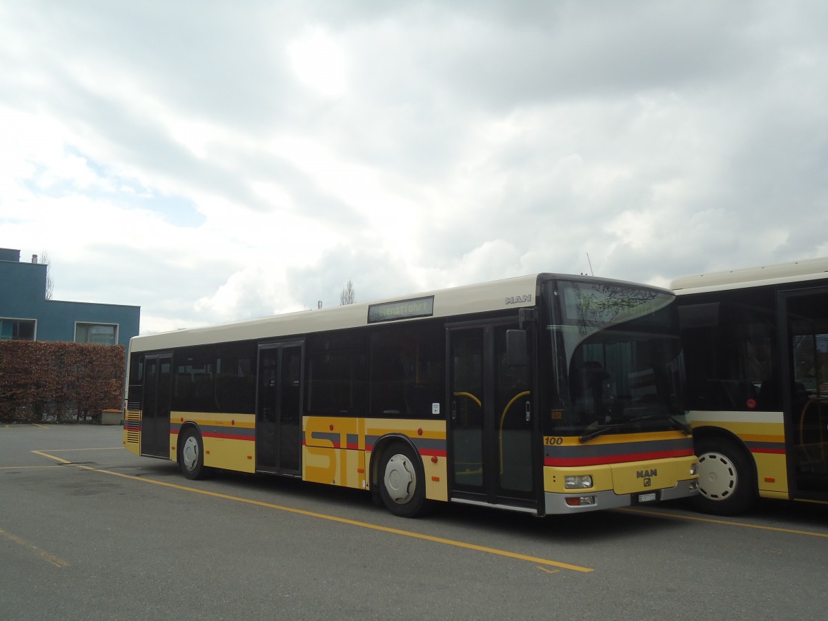 (138'485) - STI Thun - Nr. 100/BE 577'100 - MAN am 6. April 2012 bei der Schiffl�ndte Thun