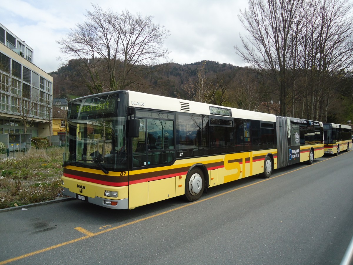 (138'517) - STI Thun - Nr. 87/BE 572'087 - MAN am 12. April 2012 bei der Schiffl�ndte Thun