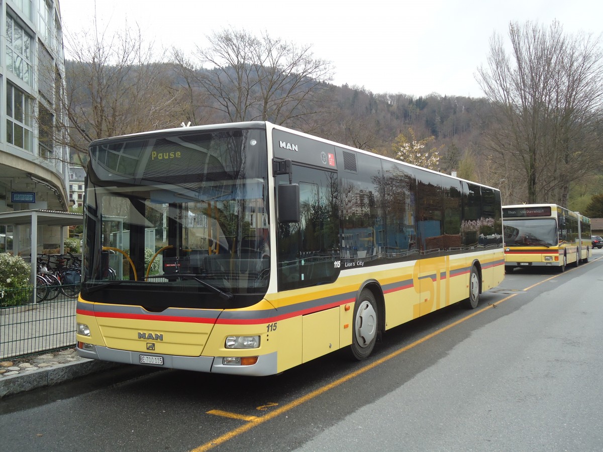 (138'518) - STI Thun - Nr. 115/BE 700'115 - MAN am 13. April 2012 bei der Schiffl�ndte Thun
