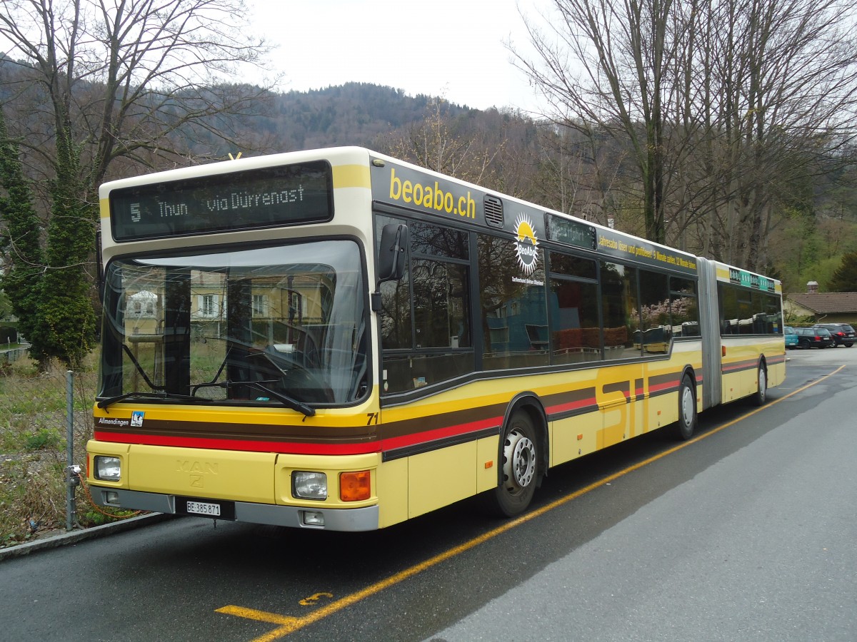 (138'519) - STI Thun - Nr. 71/BE 385'871 - MAN am 13. April 2012 bei der Schiffl�ndte Thun