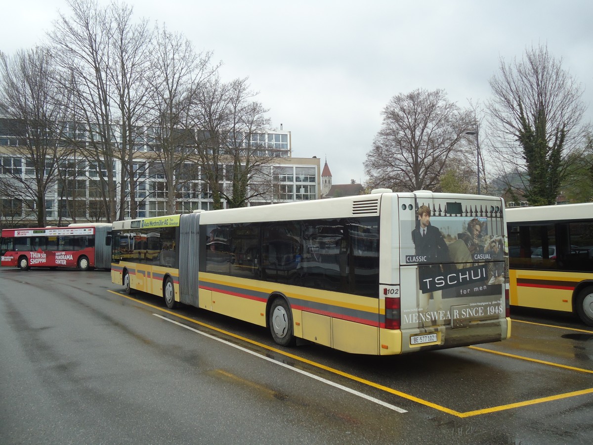 (138'534) - STI Thun - Nr. 102/BE 577'102 - MAN am 15. April 2012 bei der Schiffl�ndte Thun