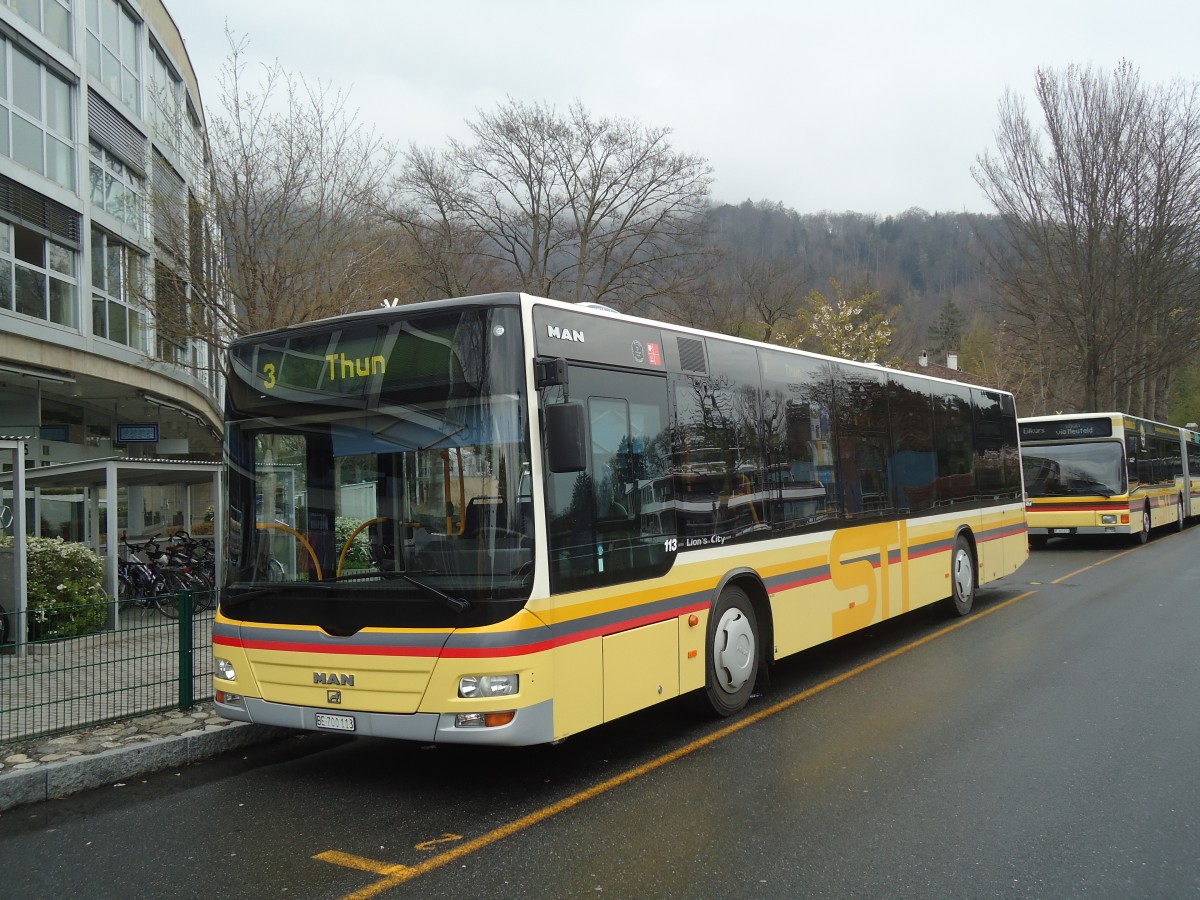 (138'571) - STI Thun - Nr. 113/BE 700'113 - MAN am 18. April 2012 bei der Schiffl�ndte Thun