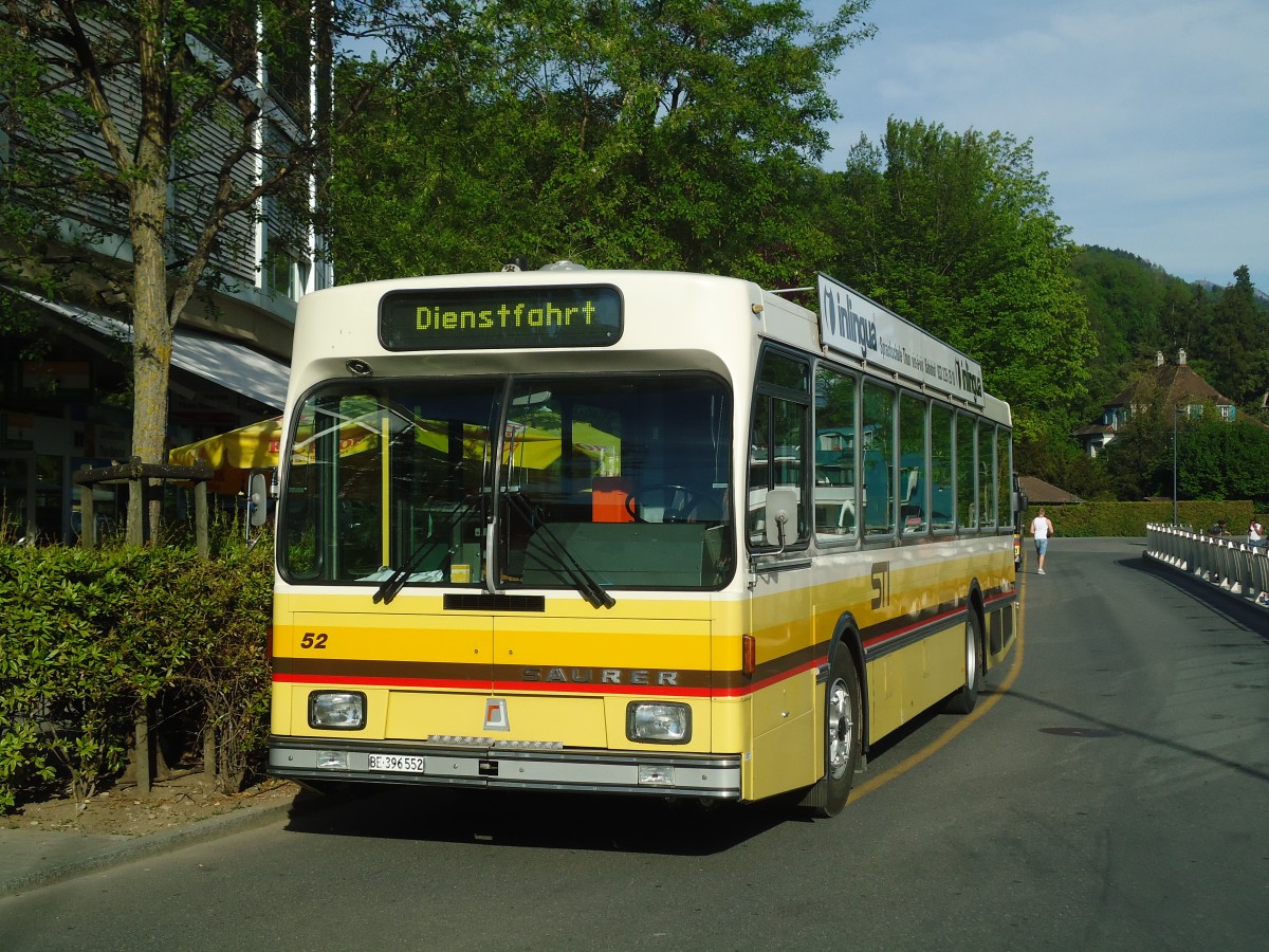 (138'718) - STI Thun - Nr. 52/BE 396'552 - Saurer/R&J am 11. Mai 2012 bei der Schiffl�ndte Thun