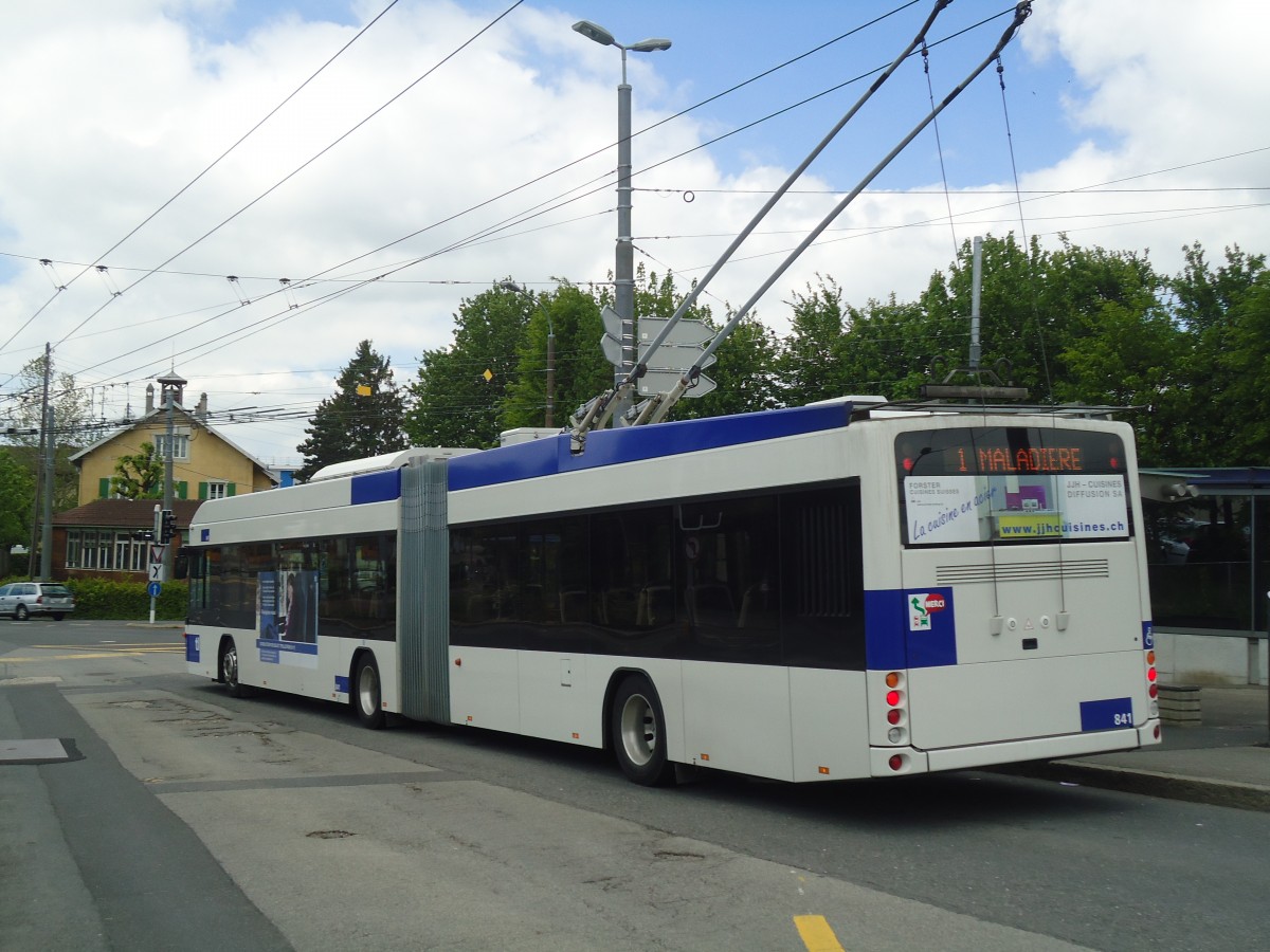 (138'742) - TL Lausanne - Nr. 841 - Hess/Hess Gelenktrolleybus am 13. Mai 2012 in Lausanne, Bl�cherette