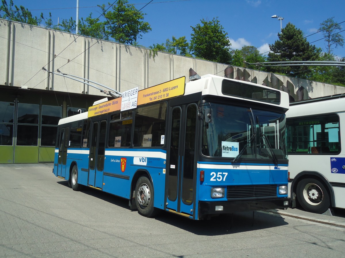 (138'774) - VBL Luzern (R�trobus) - Nr. 257 - NAW/R&J-Hess Trolleybus am 13. Mai 2012 in Lausanne, D�p�t Borde