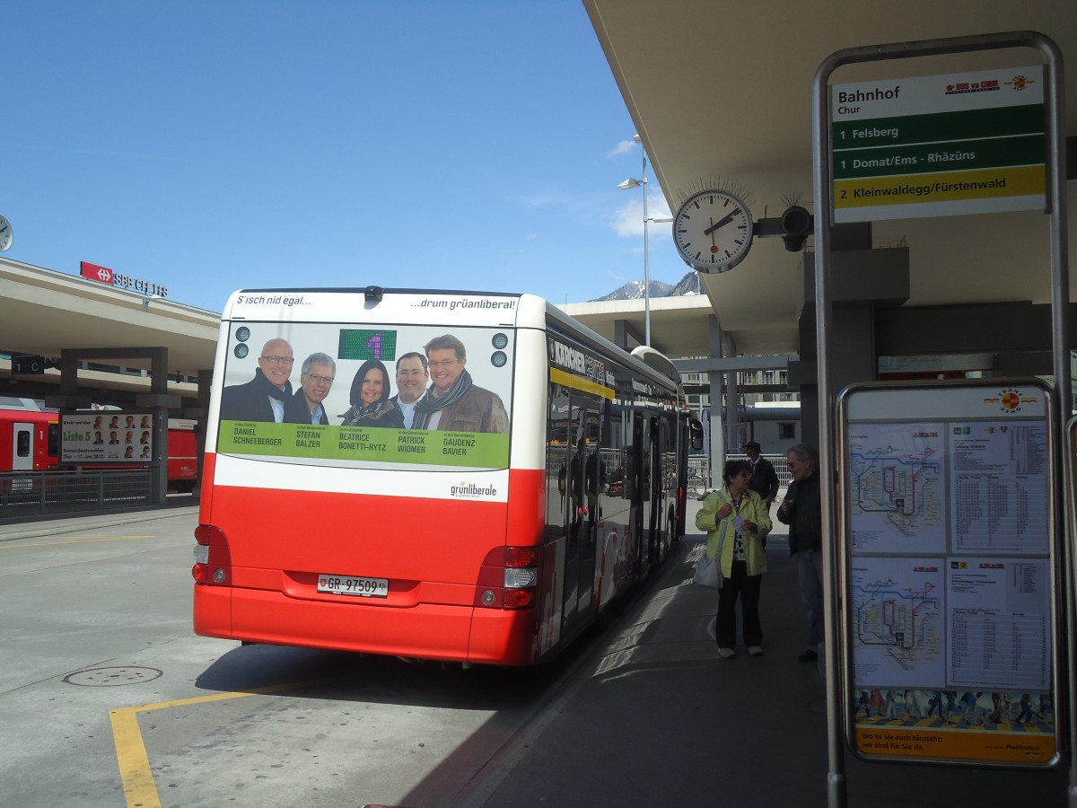 (138'925) - SBC Chur - Nr. 9/GR 97'509 - MAN am 17. M�rz 2012 beim Bahnhof Chur