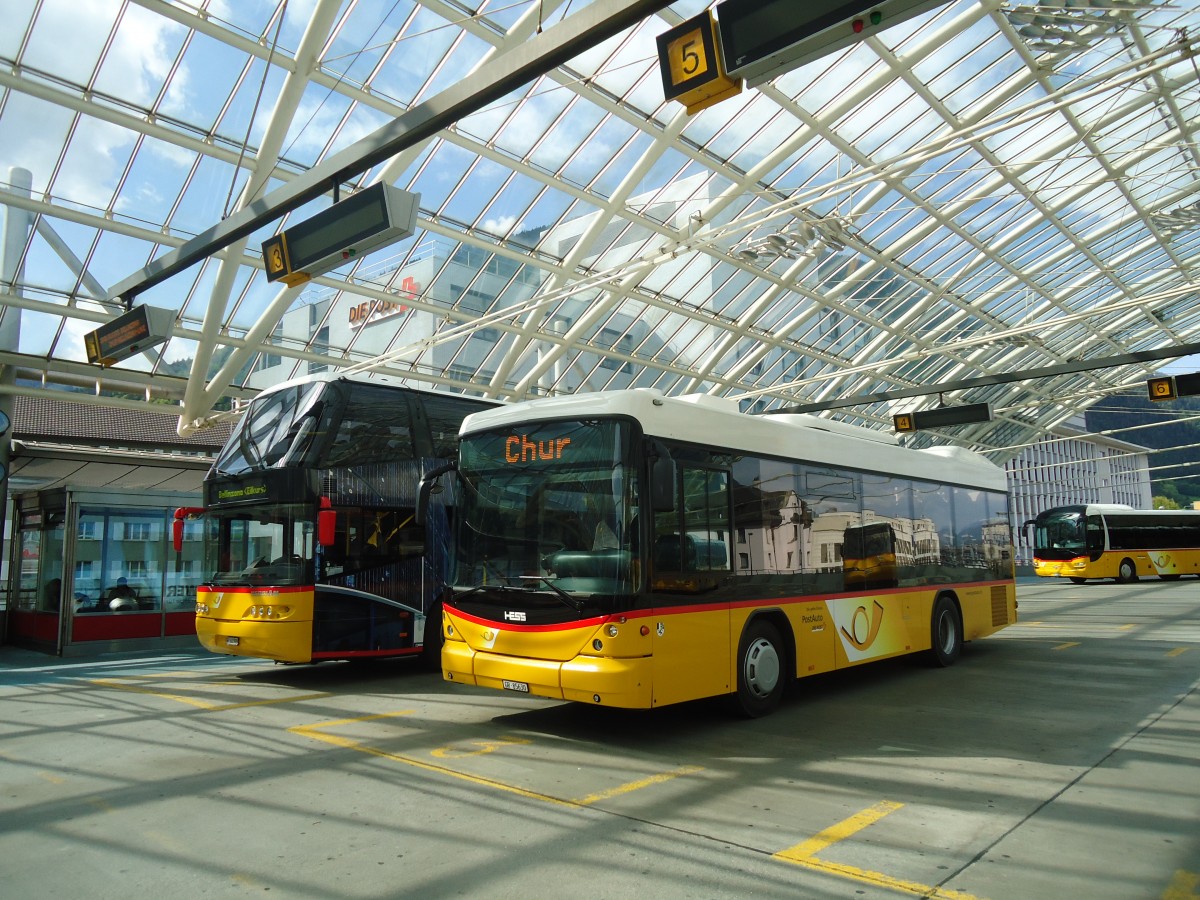 (138'987) - PostAuto Graub�nden - GR 85'630 - Scania/Hess am 20. Mai 2012 in Chur, Postautostation