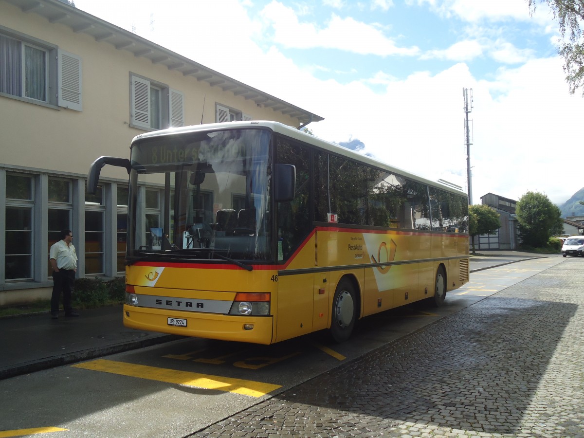 (139'364) - AAGU Altdorf - Nr. 46/UR 9224 - Setra am 11. Juni 2012 beim Bahnhof Fl�elen