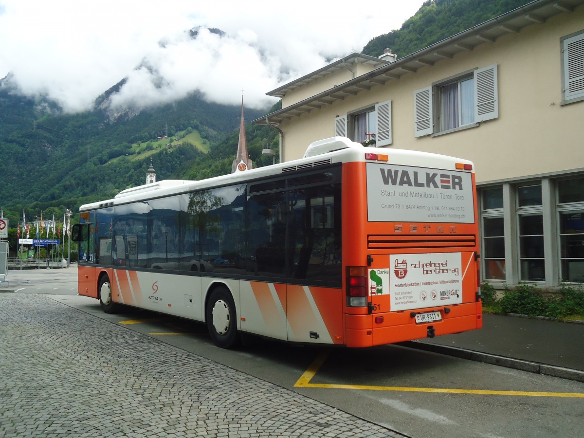 (139'413) - AAGU Altdorf - Nr. 51/UR 9311 - Setra am 11. Juni 2012 beim Bahnhof Fl�elen